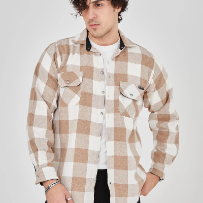 Erkek Oduncu Gömlek - Bej