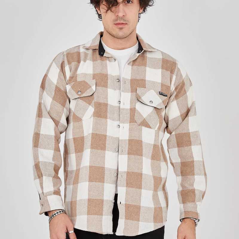 Erkek Oduncu Gömlek - Bej