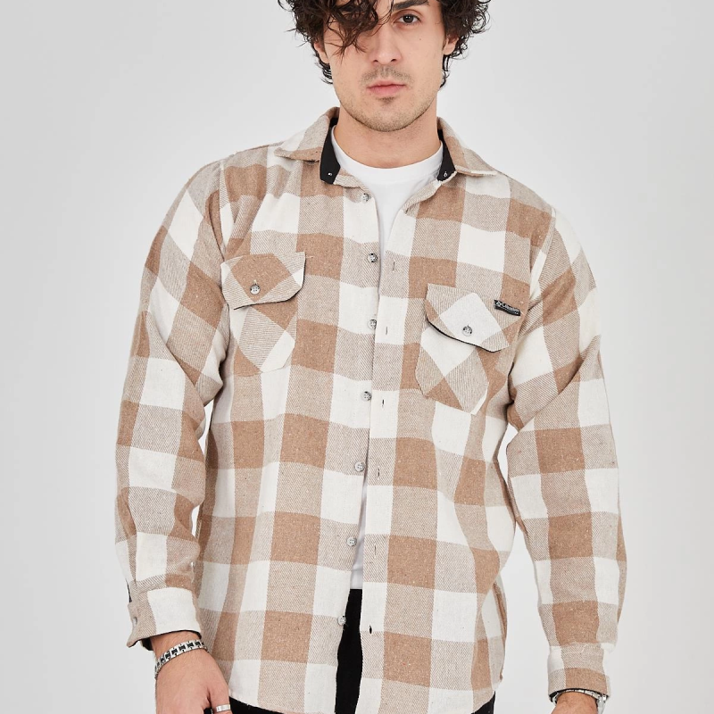 Erkek Oduncu Gömlek - Bej