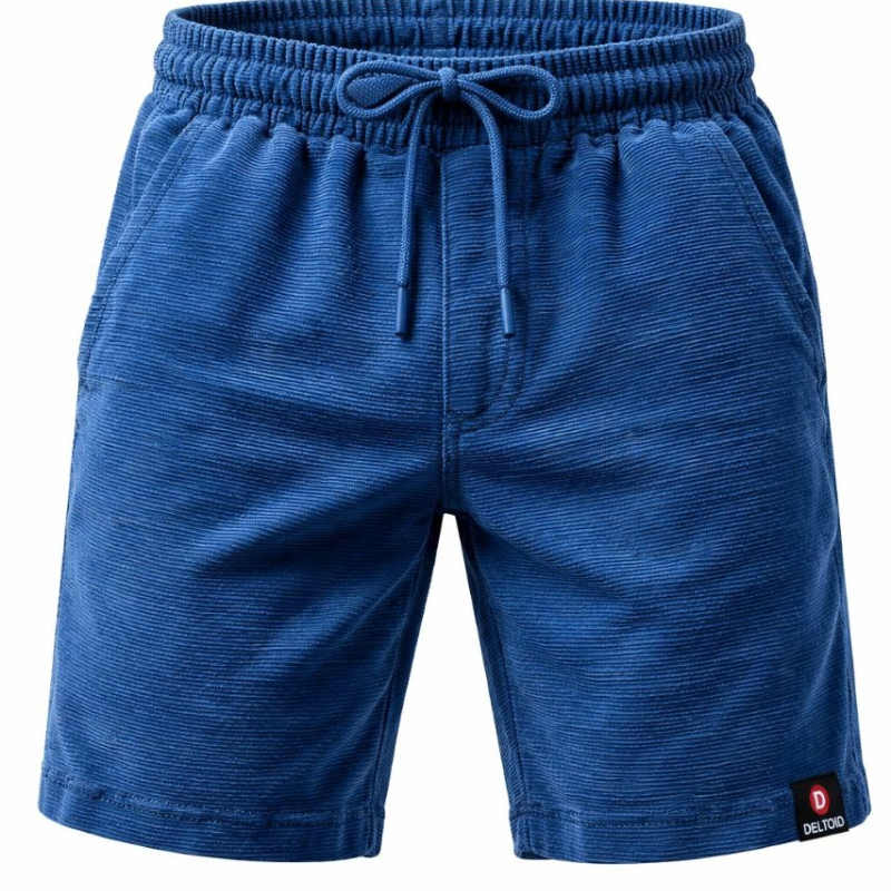 Erkek otoban Dokuma Kumaş Beli Lastikli, Cepli, Yazlık Şort - İndigo