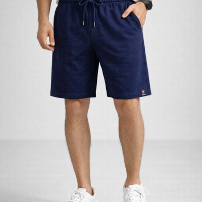 Erkek otoban Dokuma Kumaş Beli Lastikli, Cepli, Yazlık Şort - Lacivert