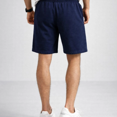 Erkek otoban Dokuma Kumaş Beli Lastikli, Cepli, Yazlık Şort - Lacivert