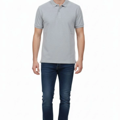 Erkek Polo Yaka Düğmeli Pike Kumaş Tişört Regular Fit Kısa Kol T-Shirt - Gri