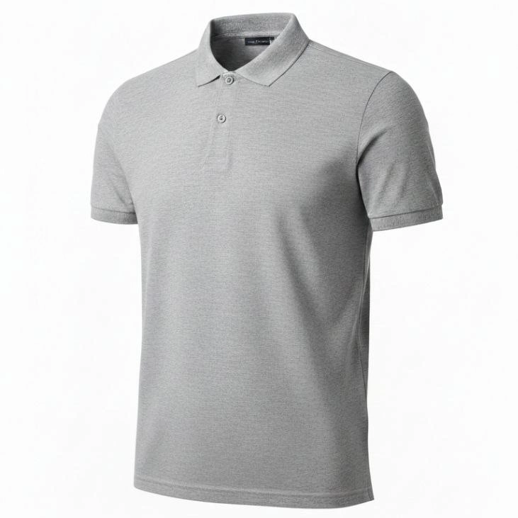 Erkek Polo Yaka Düğmeli Pike Kumaş Tişört Regular Fit Kısa Kol T-Shirt - Gri