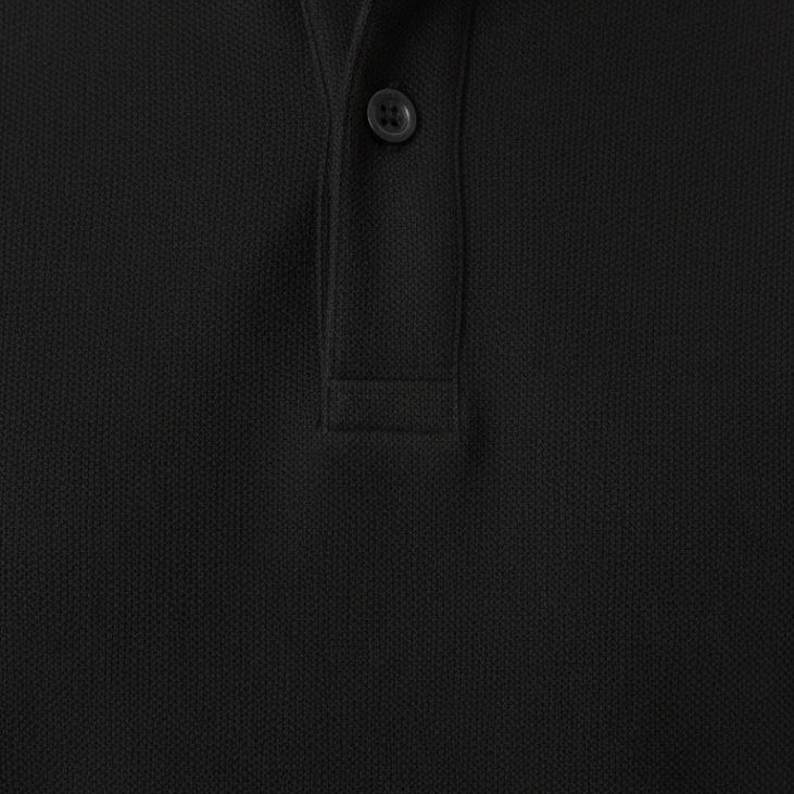 Erkek Polo Yaka Düğmeli Pike Kumaş Tişört Regular Fit Kısa Kol T-Shirt - Siyah