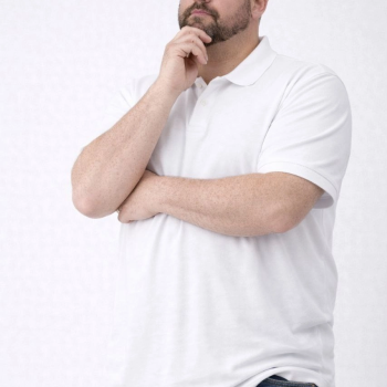 Erkek Polo Yaka Düğmeli Tişört Pike Kumaş Battal Beden Kısa Kol T-Shirt - Beyaz