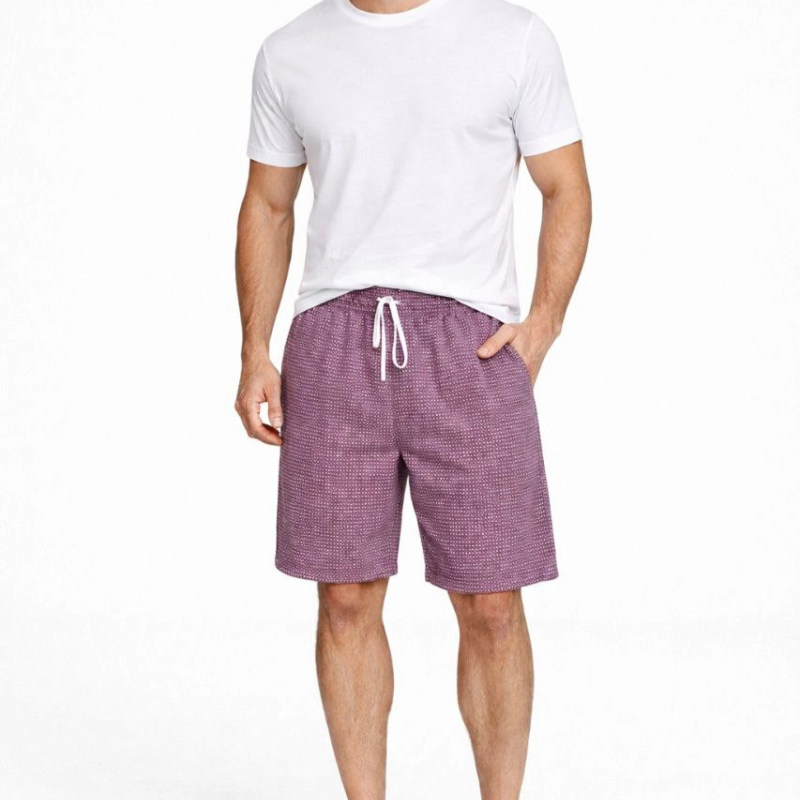 Erkek Pötikareli Beli Lastikli ,Cepli Yazlık Şort - Gül Kurusu