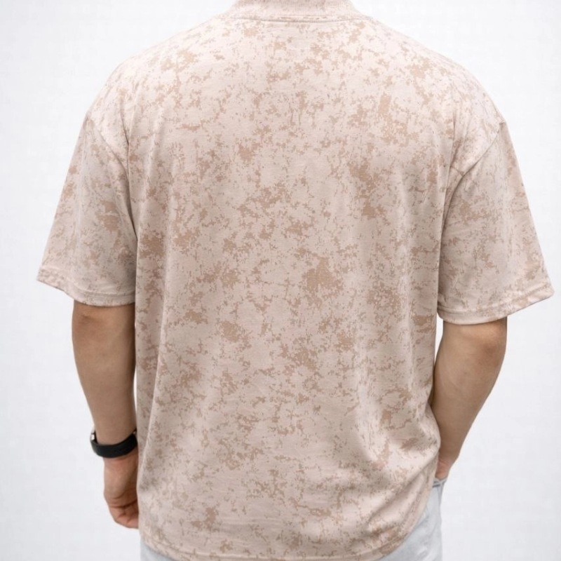 Erkek Premium Tişört OSY Yumuşak Dokulu Yıkamalı Oversize T-Shirt - Bej