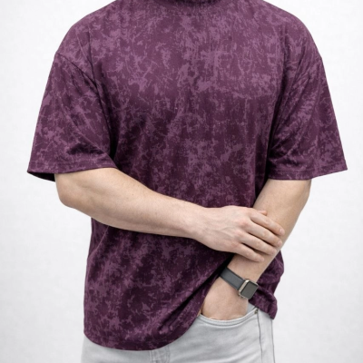 Erkek Premium Tişört OSY Yumuşak Dokulu Yıkamalı Oversize T-Shirt - Bordo
