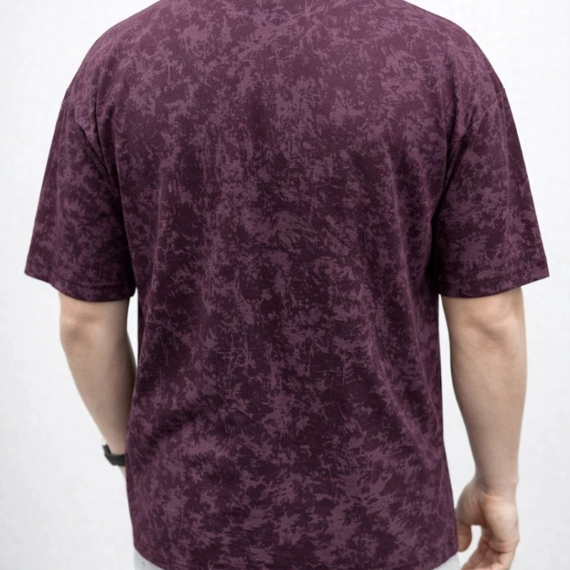 Erkek Premium Tişört OSY Yumuşak Dokulu Yıkamalı Oversize T-Shirt - Bordo