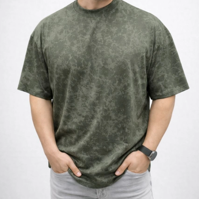 Erkek Premium Tişört OSY Yumuşak Dokulu Yıkamalı Oversize T-Shirt - Haki