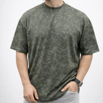 Erkek Premium Tişört OSY Yumuşak Dokulu Yıkamalı Oversize T-Shirt - Haki