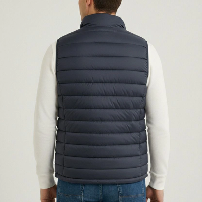 Erkek Şişme Fermuarlı Su İtici Kapitone Astarlı, Cepli Yelek - Lacivert