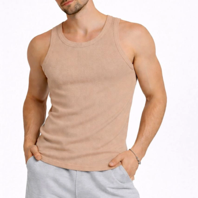 Erkek Spor Fitilli Kaşkorse Arka Basklı Atlet 3'lü Set Beyaz-Kırmızı-Kahverengi