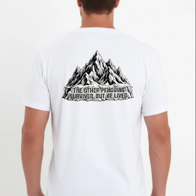 Erkek T-Shirt Nihilist Penguen Baskılı Bisiklet Yaka Kısa kol yazlık Tişört - Beyaz