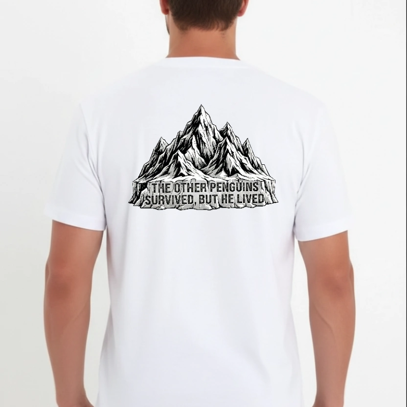 Erkek T-Shirt Nihilist Penguen Baskılı Bisiklet Yaka Kısa kol yazlık Tişört - Beyaz