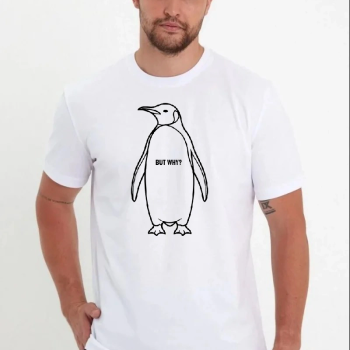 Erkek T-Shirt Nihilist Penguen Baskılı Bisiklet Yaka Kısa kol yazlık Tişört - Beyaz