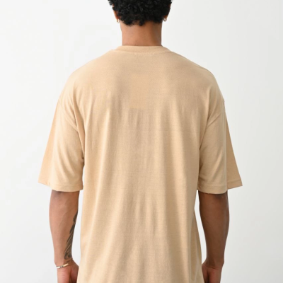 Erkek Tişört Düz Basic Penye Yazlık Bisiklet Yaka Kısa Kol T-Shirt - Bej