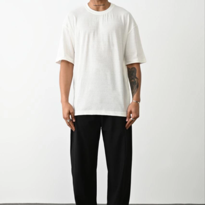 Erkek Tişört Düz Basic Penye Yazlık Bisiklet Yaka Kısa Kol T-Shirt - Beyaz