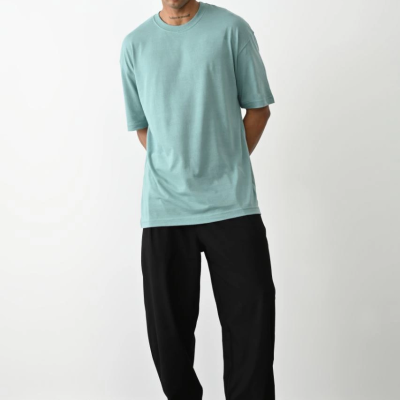 Erkek Tişört Düz Basic Penye Yazlık Bisiklet Yaka Kısa Kol T-Shirt - Mint Yeşili