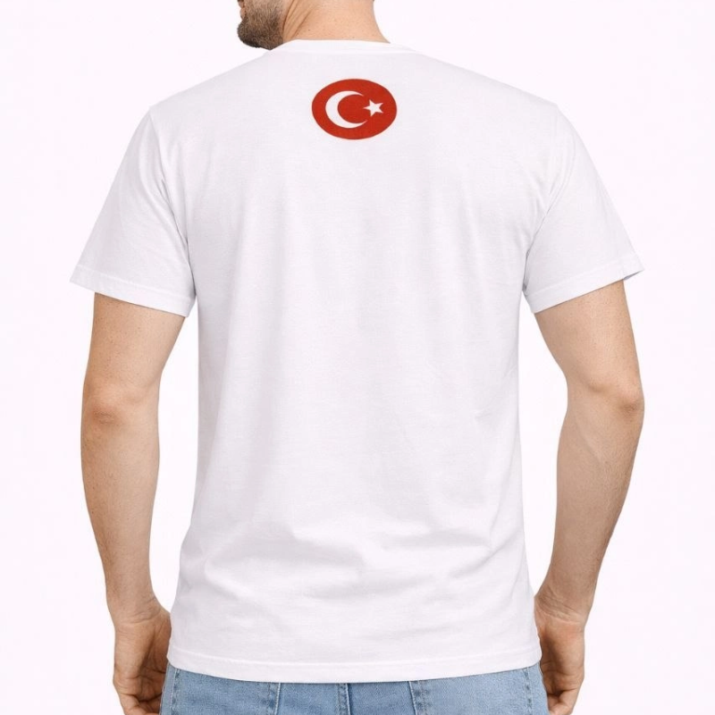 Erkek TÜRKİYE Baskılı Tişört Ay Yıldız 2026 Dünya Kupası Taraftar Forma T-Shirt - Beyaz