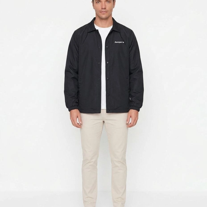 Erkek Yağmur İtici İç Astarlı Çıtçıtlı İç Cepli Dış Cepli Mevsimlik Ceket - Siyah