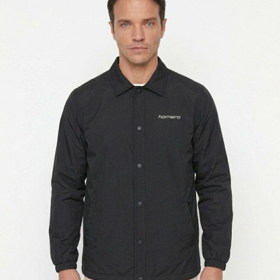 Erkek Yağmur İtici İç Astarlı Çıtçıtlı İç Cepli Dış Cepli Mevsimlik Ceket - Siyah