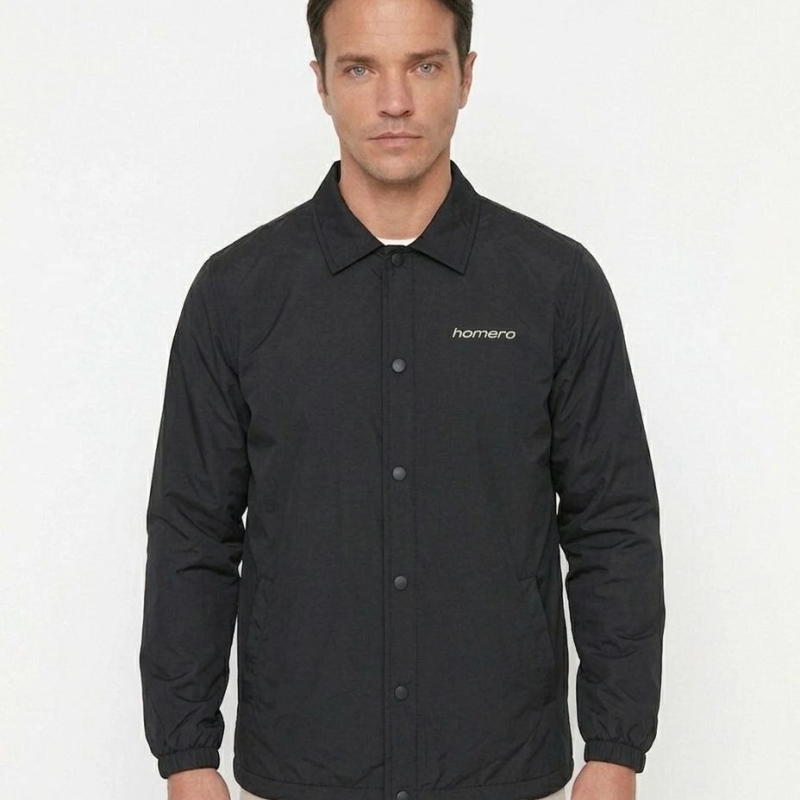 Erkek Yağmur İtici İç Astarlı Çıtçıtlı İç Cepli Dış Cepli Mevsimlik Ceket - Siyah