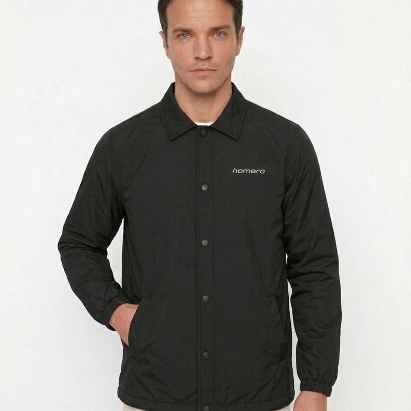 Erkek Yağmur İtici İç Astarlı Çıtçıtlı İç Cepli Dış Cepli Mevsimlik Ceket - Siyah