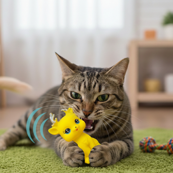 Evcil Hayvan Sesli Geyik Şeklinde Plastik Oyuncak 