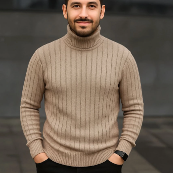 Fitilli Triko Kazak 2'li Set Bej Siyah