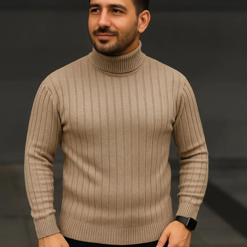 Fitilli Triko Kazak 3'lÜ Set Bebek Mavisi Bej Siyah Regular Balıkcı Yaka Tam Boğazlı Triko Seti Modeli Kazak