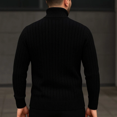 Fitilli Triko Kazak 3'lÜ Set Beyaz Bordo Siyah Regular Balıkcı Yaka Tam Boğazlı Triko Seti Modeli Kazak