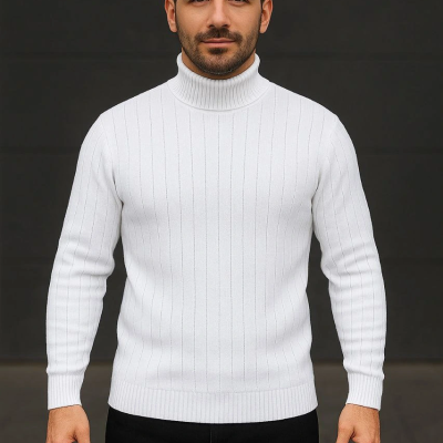 Fitilli Triko Kazak 3'lÜ Set Beyaz Gri Siyah