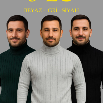 Fitilli Triko Kazak 3'lÜ Set Gri Haki Siyah