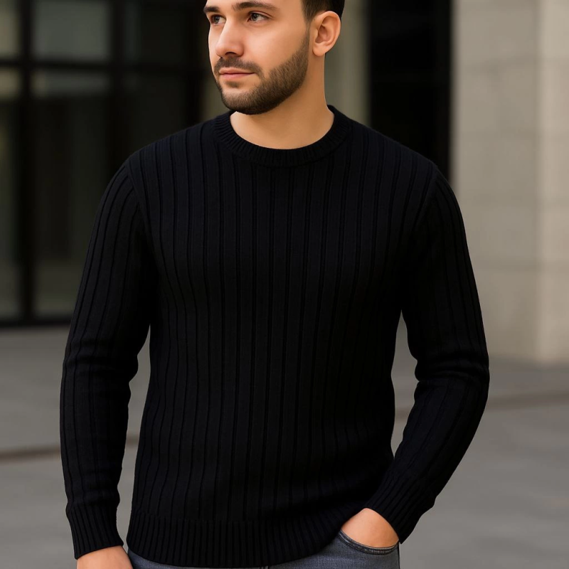 Fitilli Triko Kazak 3’lü Set – Gri, Haki, Siyah | Kalın Dokuma Pamuklu Regular Fit Bisiklet Yaka Uzun Kollu Kışlık ve Baharlık Rahat Triko Kombini