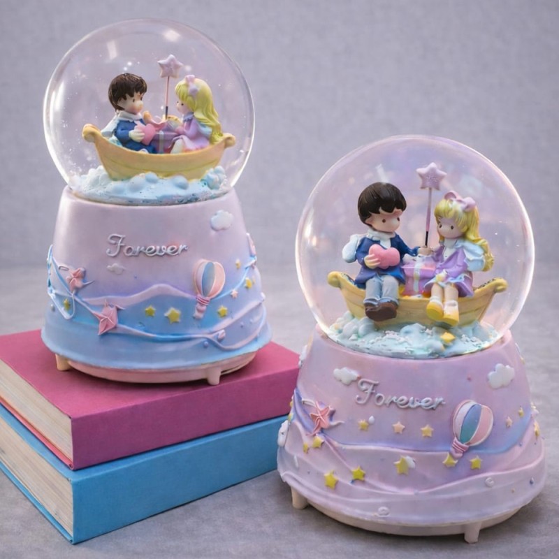 Forever Romantik Çift Figürlü Işıklı Otomatik Büyük Boy Kar Küresi