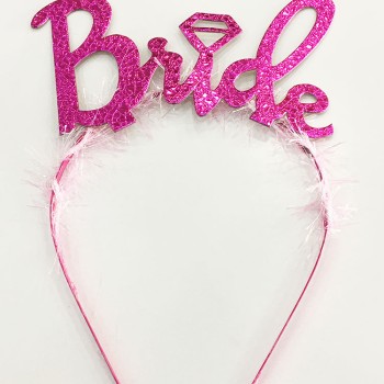 Fuşya Renk Bekarlığa Veda İtalik Yazı Alyanslı Bride Taç