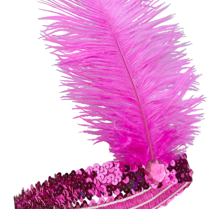 Fuşya Renk Çarliston Saç Bandı