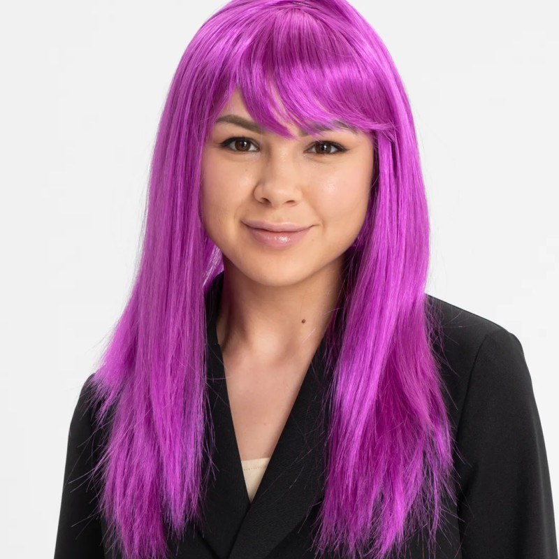 Fuşya Renk Düz Kesim Peruk