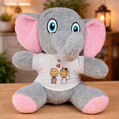 Gelin Damat Tasarım Tişörtlü Sevimli Peluş Fil
