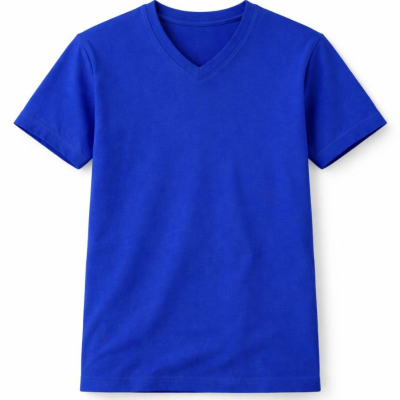 Genç Erkek Çocuk V Yaka Tişört Model - Saks Mavisi