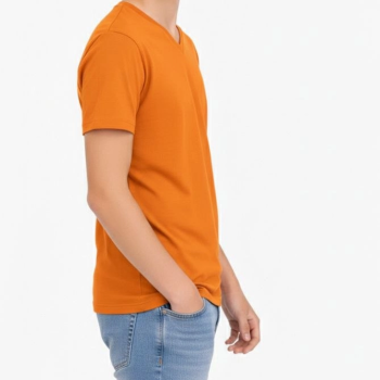 Genç Erkek Çocuk V Yaka Tişört Model - Turuncu
