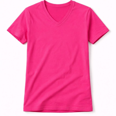 Genç Kız Çocuk V Yaka Tişört Model - Pembe