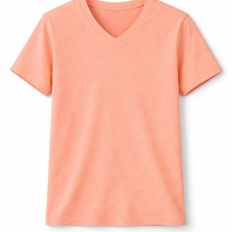 Genç Kız Çocuk V Yaka Tişört Model - Toz Pembe