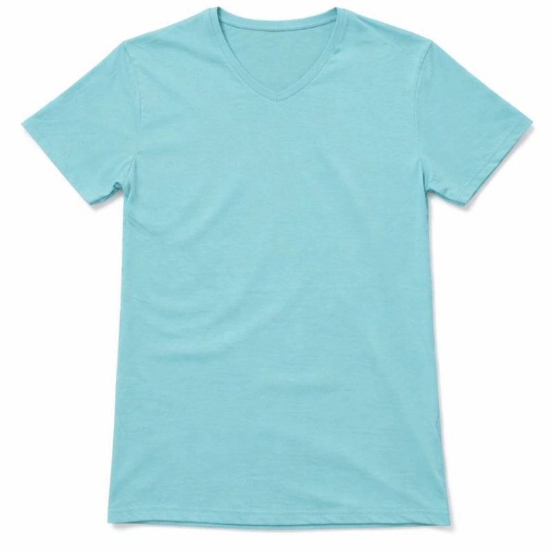 Genç Kız Çocuk V Yaka Tişört Model - Turkuvaz