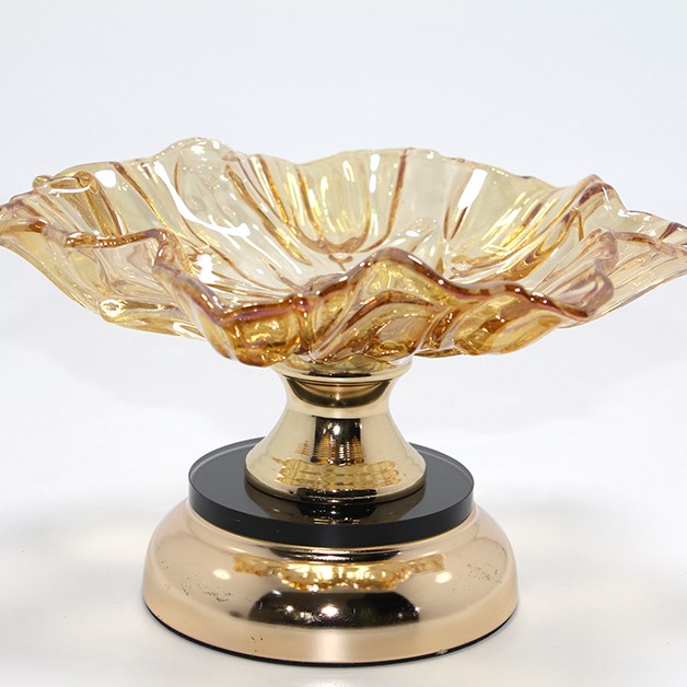 Gold Detaylı Ayaklı Dekoratif Cam Sunumluk