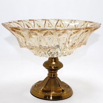 Gold Detaylı Eskitme Ayaklı Dekoratif Cam Sunumluk