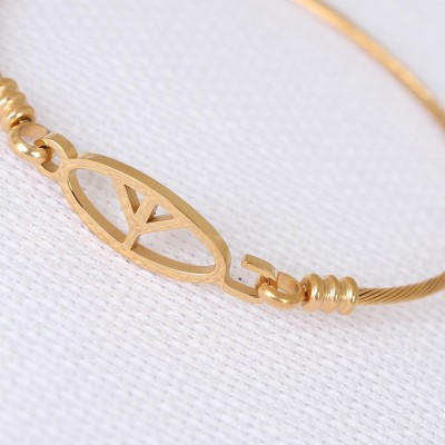 Gold Metal Çelik Figürlü Erkek Kelepçe Bileklik