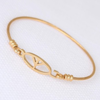 Gold Metal Çelik Figürlü Erkek Kelepçe Bileklik